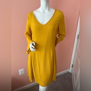 Old Navy Mustard Yellow V Neck Bell Sleeve Dress
